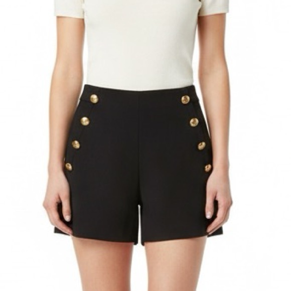 Banana Republic Pants - BANANA REPUBLIC High-Rise 5" Black Sailor Short Golden Buttons & Pockets 6
